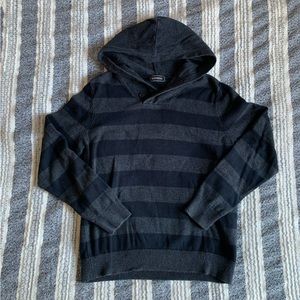 Express Small Men’s Black and Gray Striped Sweater with Hood